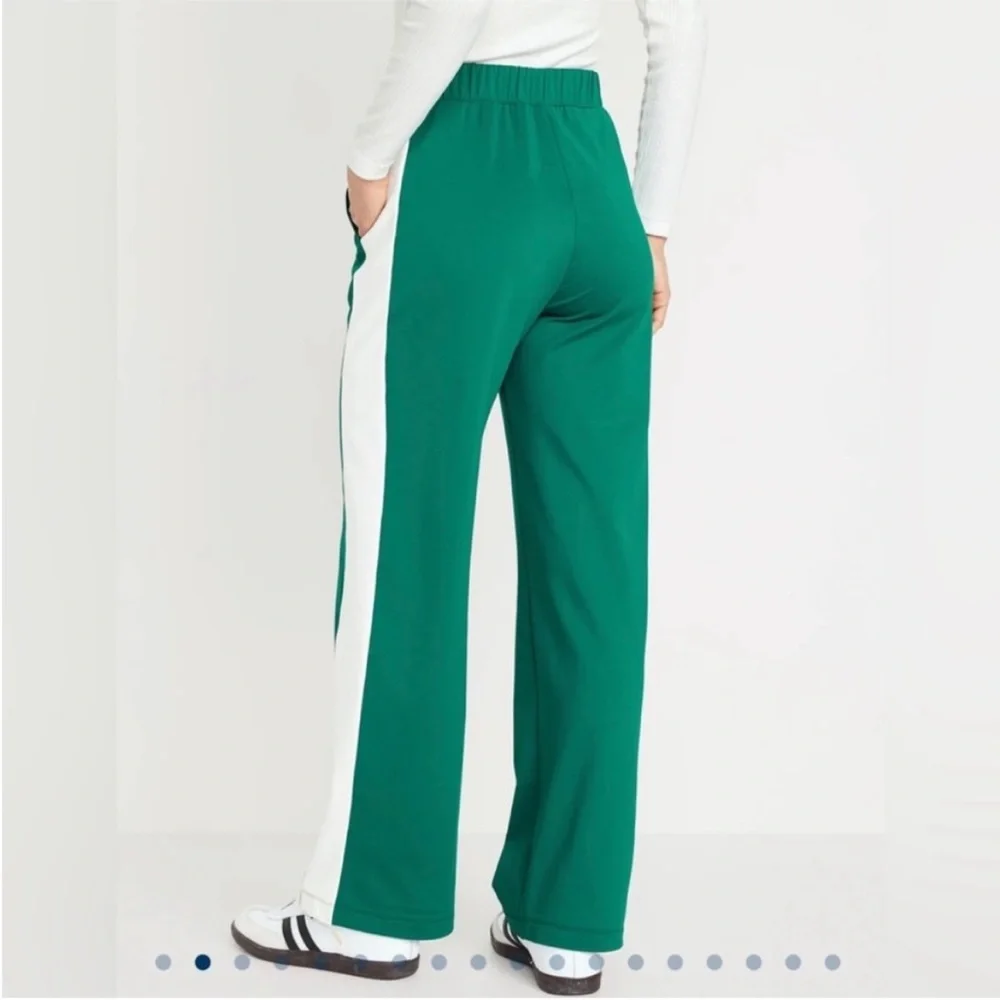 Green and White Women's Pants High Waisted Brushed PowerSoft NEW XS Track Retro - Picture 4 of 10